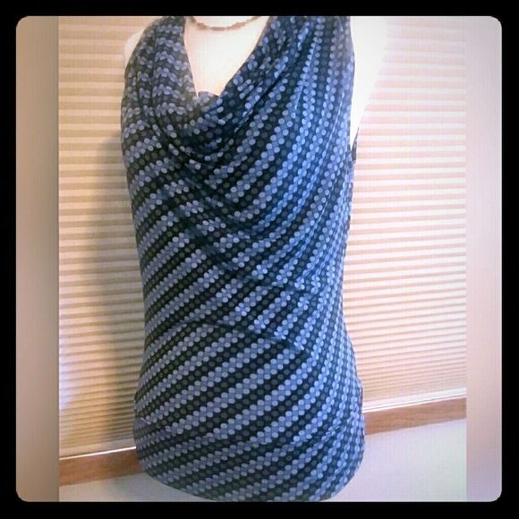 MICHAEL Michael Kors Tops - MICHAEL Michael Kors -- The Floaters Blue Fitted Cowl Neck Sleeveless Blouse